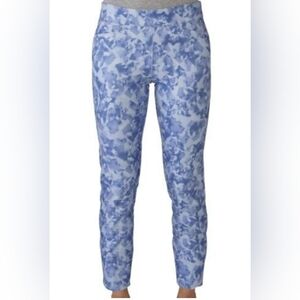 Adidas Blue and White Camo Marbled Gym Training Cropped Leggings S